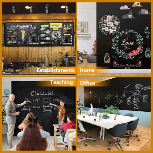 Magnetic Chalkboard Contact Paper with Adhesive, 47" x 23" Magnetic Blackboard Film for Walls, Peel and Stick ? Ideal for Office, Classroom, Home. Includes Dustless Chalk, Wiping Cloth, and Magnet