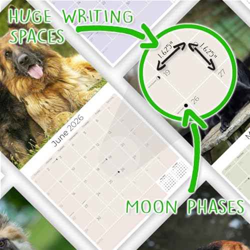 2025 2026 German Shepherd Calendar - Dog Breed Monthly Wall Calendar - 12" x 24" Open - Thick No-Bleed Paper - Giftable - Academic Teacher's Planner Calendar Organizing & Planning - Made in USA