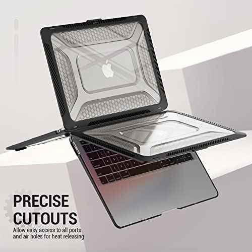 SEYMAC stock Case for MacBook, Shock-Absorbing Protection with Folding Stand &Mouse Pad Case for MacBook Pro 16 inch, Black