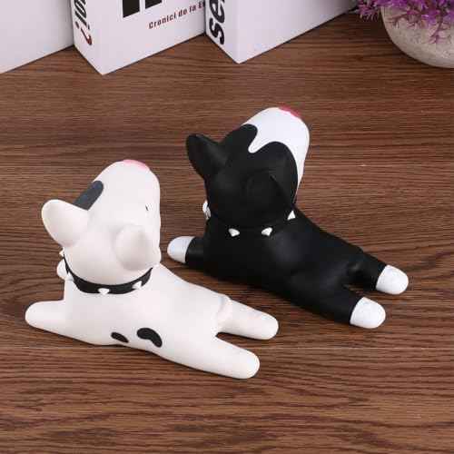 2 Pcs Cute Dog Door Stoppers, Decorative PVC Door Stops for Home Bathroom Bedroom - Black & White, 5.1 X 3.6 Inches