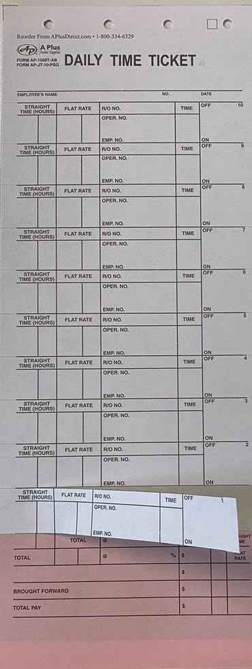 10 Label Job Time Tickets/Flag Sheets #1508 (500/Pack) (V8)