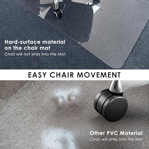 Kuyal 1/5" Thick Office Chair Mat, 32" x48" Heavy Duty Hard Computer Chair Mat, Under Desk Protector Carpeted Floors Mats, Easy Chair Movement, Can be Used on Carpet or Hard Floor, Ship Flat
