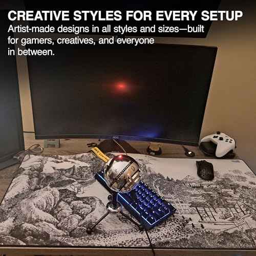 MPCO. Ukiyo-E Large Gaming Desk Pad - 36" x 17" Duraglyde Fabric Whiling Away Desk Mats - Washable, Smooth Glide for Precision Gaming & Work