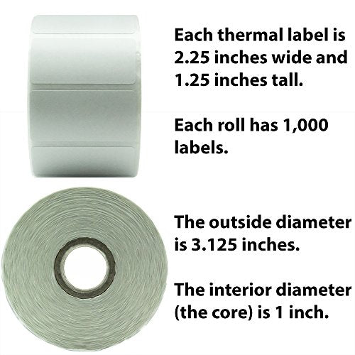 Premium, Extra Sticky 2.25x1.25in Direct Thermal Label 12 Pk. Bulk (12,000) Perforated Top Coated, Self Adhesive Stickers for FNSKU Barcode. Zebra Printer Compatible. Packaging and Shipping Supplies