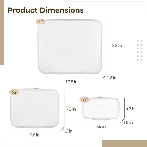 Homaisson 6PCS Clear Zippered Hard Pouches Cases, 3 Sizes Hard Shell Zipper Case, Clear PET Hard Plastic Cosmetic Travel Bag Organizer Box Toiletry Bag, Zippered Storage Bin