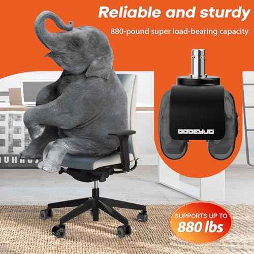 2 Inch Office Chair Wheels, 7/16-7/8 Stem,Transparent TPU Material, High Elasticity, Quiet, Smooth Rolling, Nylon Frame, 880LB Load£¬Fits 98% Chair, Capacity, Set of 5£¬Hard Floors & Carpet£¬Not for 1KEA