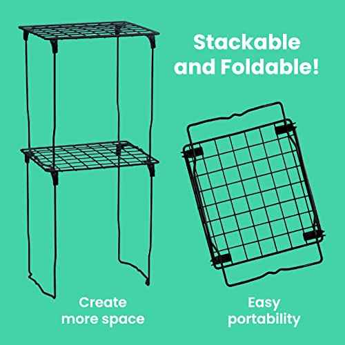 LockerMate Stac-A-Shelf Locker Organizer Shelf, Stackable, Extra Tall, Fits Standard Size School Lockers, Black