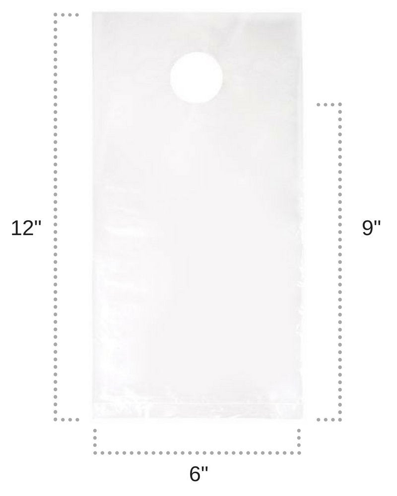 ClearBags LDPE Door Knob Bags, 6x12, 1000 Pack, Door Hanger Clear Bag with Cut Out Hole for Hanging School Supplies, Business Flyer, Newspaper, Merchandise, Magazine Hangers, DK1