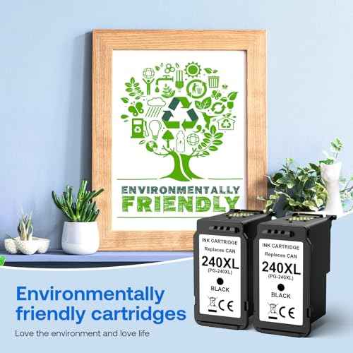 240XL Black Ink Cartridge Combo Pack Replacement Compatible for Canon PG-240XL for PIXMA TS5120 TS5100 MX472 MG3620 MG3600 MG3520 MG2120 MG3222 (2 Black)