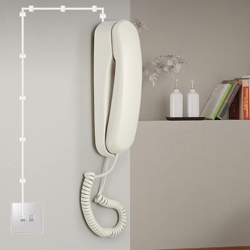 YOLISTIC 30 Feet Telephone Cable(RJ11 6P4C Plug) Include 1 in-Line Couplers(Double RJ11 6P4C Female) and 20 Cable Clips, White