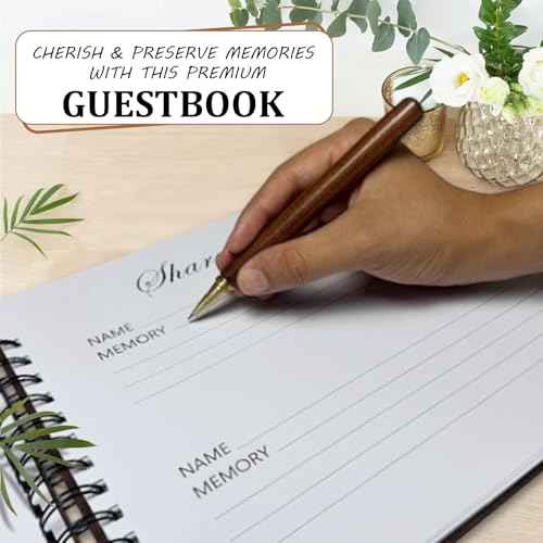 TEJSA Wooden Funeral Guest Book ? Memorial Sign-in Book for Funerals & Celebration of Life ? Guest Book for Memorial Service ? Includes Keepsake Box, Cards, Pen & Sign ? Premium Funeral Memory Book