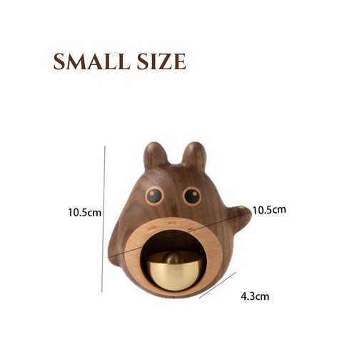 NADEnVIE Wood Door Bell Black Walnut Cartoon Doorbell Dopamine Wind Chime Suction Ornament WoodyBeing, Shopkeepers Bell Totoro Shape Shopkeeper Bell For Door Opening