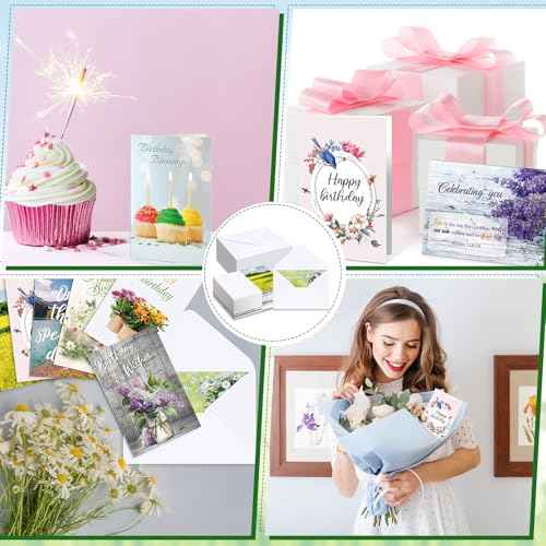 Zhanmai 200 Pack Religious Christian Birthday Cards Bulk with Scripture Bible Verse 4 x 6 Inch Assorted Christian Blessings Birthday Greeting Cards with Envelopes (Scenic Style)