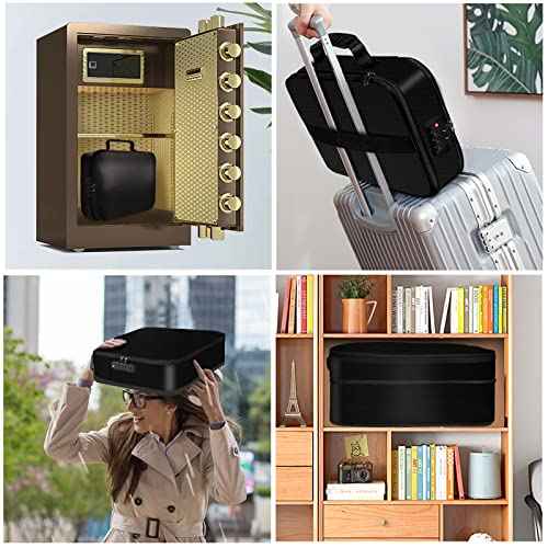 Fire Proof File Box for documents with 3x capacity expansion, Fireproof 3-Layer File Organizer Case with lock, Valubles Safe Portable Travel Home Organizer Bag for Laptop,Files,Certificates, Black