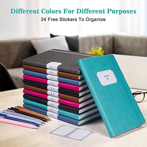 OMEYA 12 pack Journal Notebook, Classic Hardcover Lined Notebooks with 120GSM Premium Thick Paper, College Ruled Faux Leather Journal with Pocket 5.2 x 8.4 in-Multicolor
