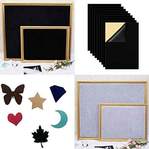 10PCS Self Adhesive Felt, DIY Self Adhesive Fabric for Art & Crafts, Peel and Stick Felt for Drawer and Jewelry Box Felt Liner, A4 Size (8.3" x 11.8", Black)