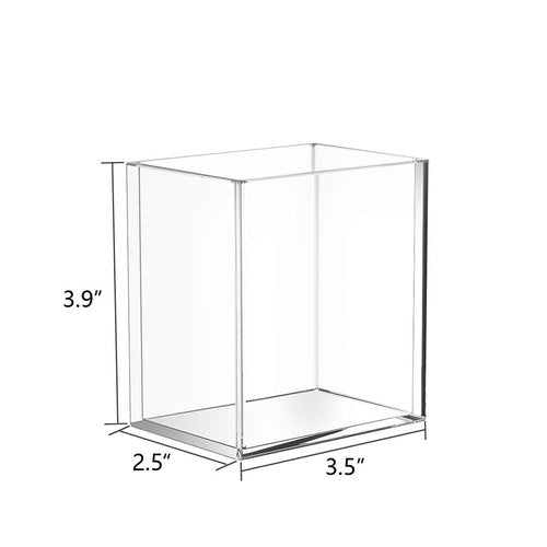 Dingelex 8 Pack Clear Acrylic Pen Pencil Holder Cup, Clear Makeup Brush Holder Acrylic Desk Accessories Square Stationary Organizer for Office School Home
