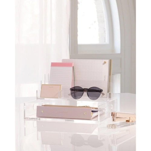 RUSSELL+HAZEL Acrylic Collator and Valet, Clear, 12.5” x 5.5” x 4”, 2 Filing Slots, 2 Trays, (31382)
