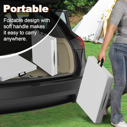 FROASISPRO 4ft Folding Portable Height-Adjustable Utility Table - White