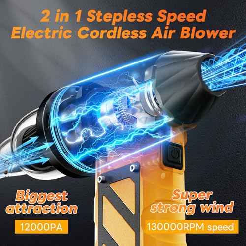 XAP Multi-Purpose Electric Compressed Air Duster & Mini Vacuum - 130,000 RPM Cordless Air Blower with Seatbelt Cutter & Window Breaker, 8000mAh Rechargeable Violent Turbo Fan, Ideal for Office/PC/Car
