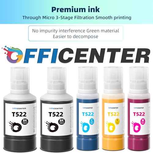 T522 522 Ink Refill Bottles for Ecotank ET-2760 ET-4760 ET-2750 ET-2720 ET-3760 ET-2850 ET-15000 ET-2800 ET-4700 ST-4000 ST-2000 ET-3710 ET4810 ET-3850 ET-3750 ET-2803 Printer (2BK C M Y)