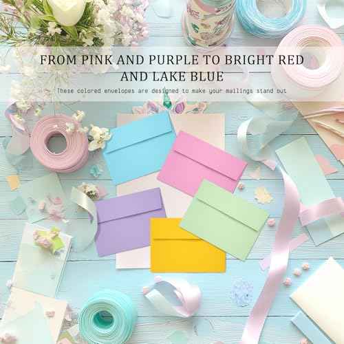 50 Pack 5x7 Envelopes, 5x7 Colored Self-Seal Envelopes for Invitations, postcard, Wedding,Greeting Cards,Photos
