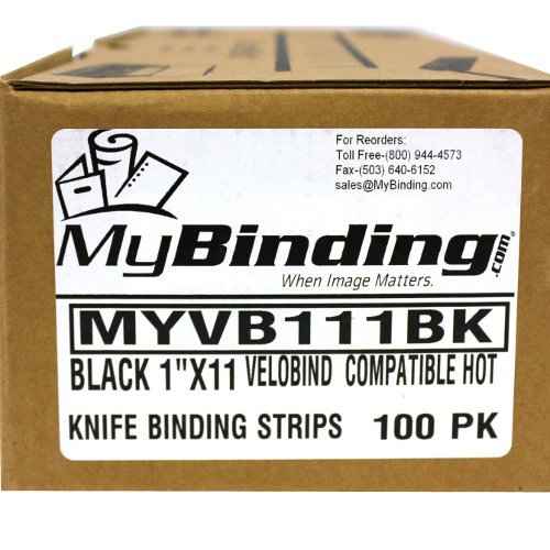 Black Velobind Compatible Hot Knife Binding Strips (Black, 1 x 11")
