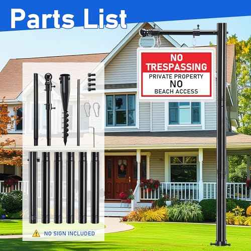 Real Estate Sign Post, 100 inch Realtor Yard Sign Post for Sale Signs, Rent Signs, Open House Signs for Real Estate, 35" Arm Holds up to 25" Sign, Black (No Sign Included)