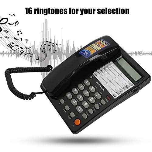 Corded Telephone Wired Home Hotel Corded Desktop Phone Office Landline Telephone DTMF/Support (Black)