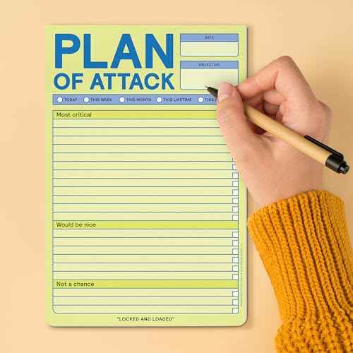 6-Count Knock Knock Plan of Attack Pads - Daily Planner Pads & To Do List Notepads, 6 x 9-inches each (Pastel)