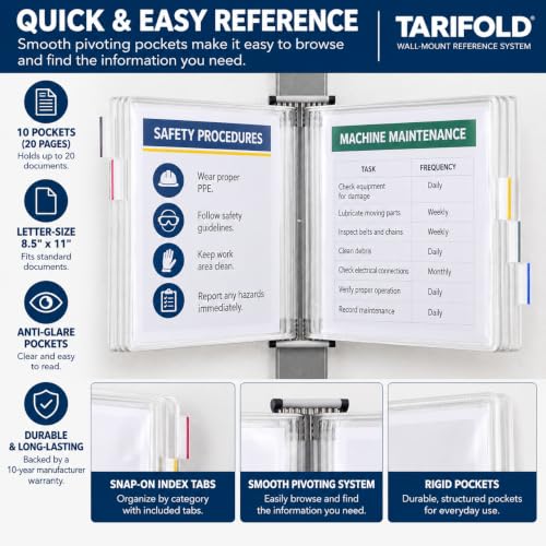 Tarifold Wall Mount Reference System White 10 Pockets Expandable Office Organizer