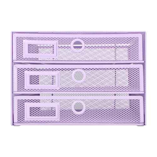 EXERZ Paper Sorter 3 Tier Drawers A4 / Multifunctional Desk Organiser/Letter Tray - Documents, Magazines, Notebooks and Letters - Light Purple