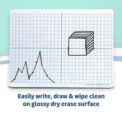 Flipside Products 9" x 12" Two-Sided Magnetic XY Axis Dry Erase Learning Mat, Education Learning, Graph, Economical - 48 Pack