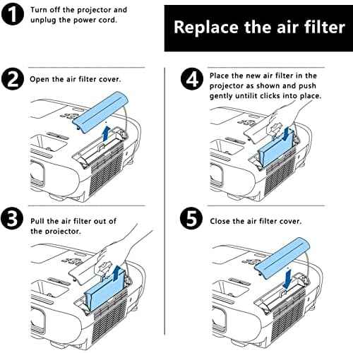 AWO Replacement Projector Air Filter for EPSON ELPAF54 / ELPAF55 EB-2042,EB-982W,EB-992F,EB-FH52,EH-TW5400,EH-TW5650,EH-TW5750,EH-TW5820,Home Cinema 2100/2150,PowerLite 1288/970/980W/982W/990U