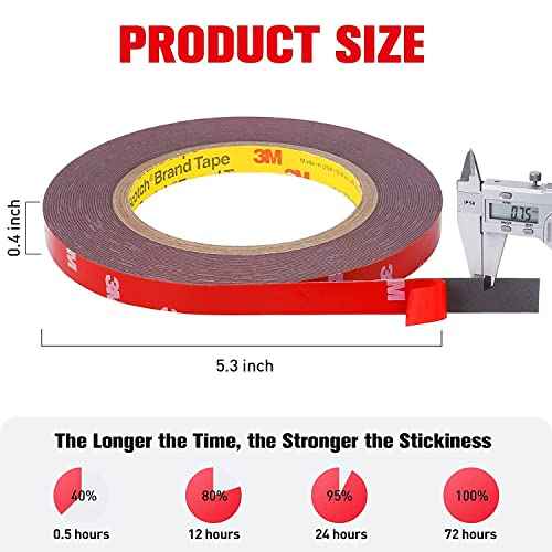 HitLights Double Sided Tape Heavy Duty (2 Pack), Waterproof Strong Mounting Adhesive Foam Tape for LED Strip, Walls, Automotive, Home Office Decor (33FT x 0.4IN)