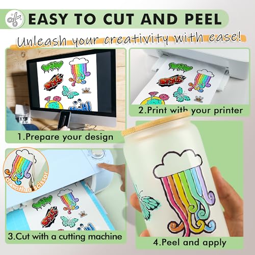 Koala 95% Clear Sticker Paper for Inkjet Printer - Waterproof Printable Vinyl Sticker Paper - 8.5x11 Inch, 50 Sheets, Transparent Glossy - Easy to Use for DIY Personalized Decals