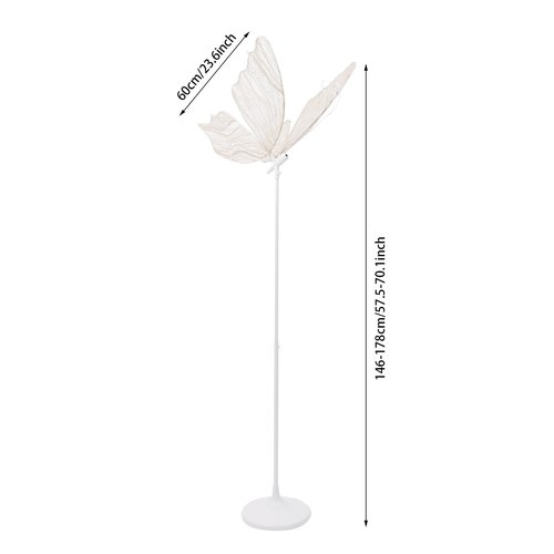 DUTTIETY 2PCS Wedding Butterfly Floor Lamp Romantic LED Butterfly Wings Decor Creative Hanging Light Floor Props with 57.5-70.1inch Adjustable Height for Wedding Party
