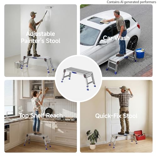 Loyoda Large Folding Work Platform — Portable Aluminum Step Stool, 800 lb Capacity