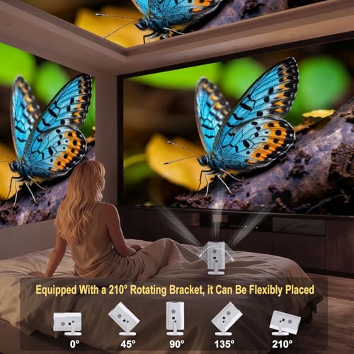 Mini Projector with WiFi 6, Bluetooth 5.3, 1080P HD, Electric Focus