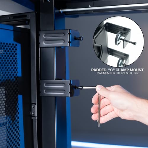 VIVO Adjustable Clamp-on Desk Leg Large PC Mount, Under Desk CPU Storage, Computer Case Holder with Tool-Free Installation, Black, Mount-PCLC1