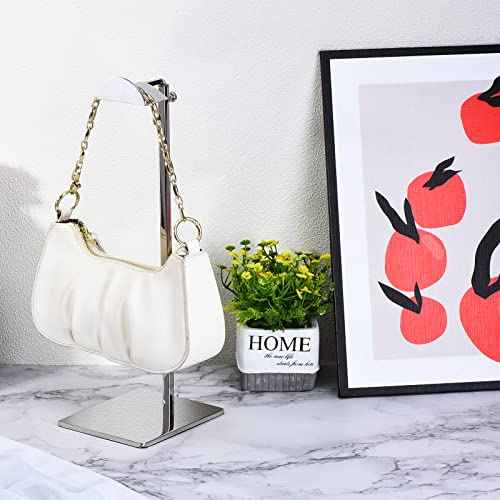 uxcell Purse Display Stand Set 2 Pack Metal Adjustable Height Handbag Rack Single Hook Holder for Boutique Store - Silver