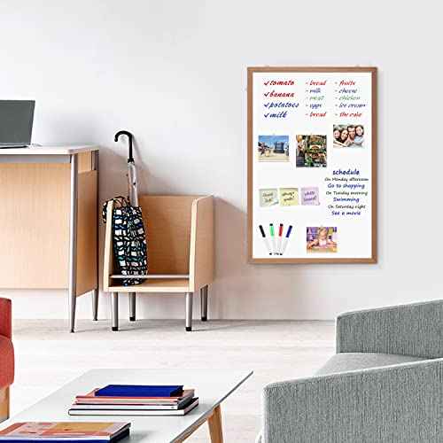 Magnetic Whiteboard for Wall, 24" X 18", Dry Erase White Board with Natural Wood Frame for Home, Office, School¡¦¡¦