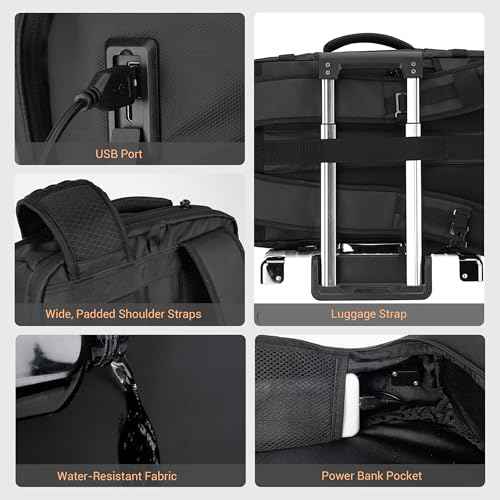 Vacuum Seal Backpack for Travel with Pump, 55L Large Backpack with Detachable Vacuum Compression Bag Waterproof Carry On Large Travel Bag for Airline Laptop Backpack with Shoe Compartment