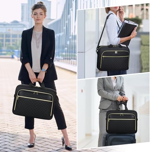 NEWHEY Laptop Bag 17.3 Inch Laptop Briefcase for Women Men Waterproof Shoulder Messenger Bag Large Computer Bag for Business Office Work College, Black
