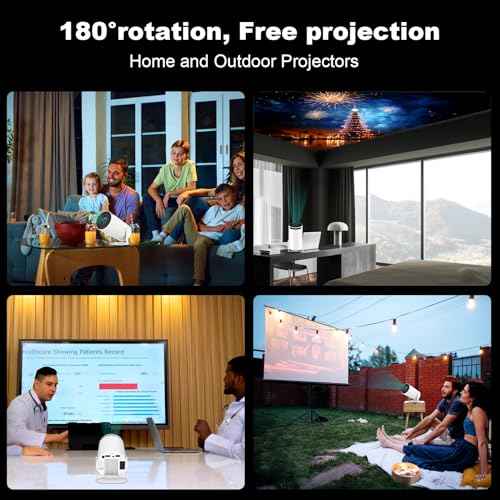 Mini Portable Projector, Support 4K 1080P with Dual-Band WIFI6 5G Wireless 5.0 Bluetooth Android 11,160 ANSI,180¡Æ Rotatable, Auto Keystone Correction, 35"-130" Screen Video Projector