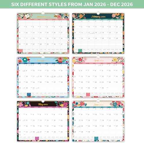 2026 Calendar - 2026 Wall Calendar, Jan 2026 - Dec 2026, 2026 Wall Calendar 12 Month, 15" x 11.5", Twin-Wire Binding, Julian Dates, Large Block, Notes, To-do List, Thick Paper, Perfect for Organizing - Floral