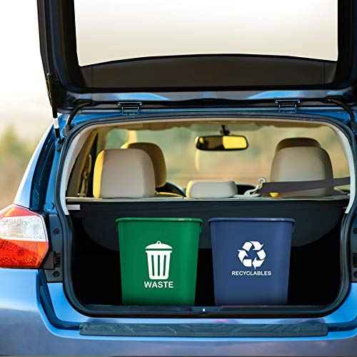 Acrimet Wastebasket Bin for Recycling and Waste, 6.75 Gallon/ 27 Quart/ 24 Liter (Plastic) (Green and Blue) (Set of 2)