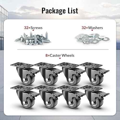 2 inch Caster Wheels Heavy Duty Swivel Casterswith Safety Brake Total Capacity 1200lbs (Set of 8) Good for Industrial or Furniture