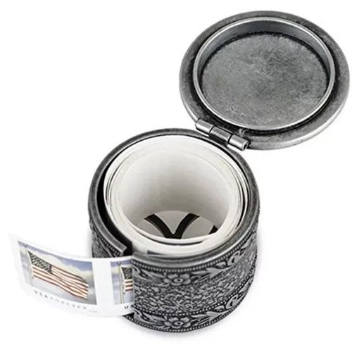 Floral Metal Stamp Coil Dispenser (Holds a Roll of Forever Postage Stamps) Holder