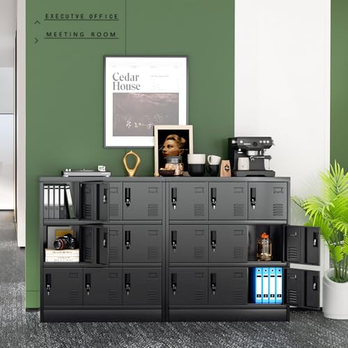 Greenvelly 9-Door Lockable Metal Locker Black - Office, Gym, School Storage